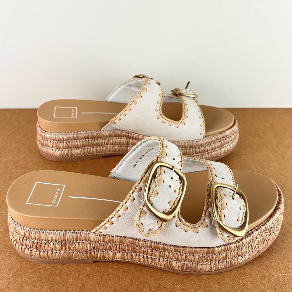 NEW DOLCE VITA BEIGE ESPADRILLE PLATFORM SANDALS - Picture 3 of 13